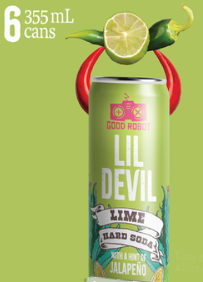 Good Robot Lil Devil Lime hard Soda 6 pack cans